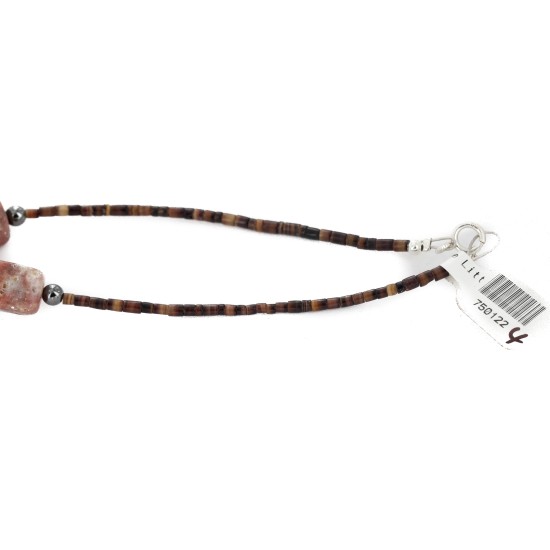 Certified Authentic Navajo .925 Sterling Silver Natural Agate Hematite Turquoise Native American Necklace 750122-4