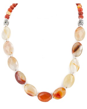 Certified Authentic Navajo .925 Sterling Silver Natural Carnelian Native American Necklace 25286-3
