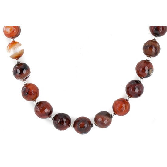 Certified Authentic Navajo .925 Sterling Silver Natural Carnelian Native American Necklace 25288-1