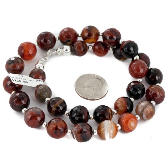 Certified Authentic Navajo .925 Sterling Silver Natural Carnelian Native American Necklace 25288-1