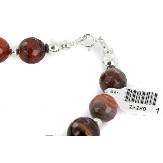 Certified Authentic Navajo .925 Sterling Silver Natural Carnelian Native American Necklace 25288-1