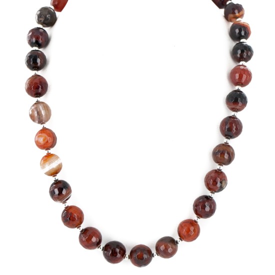 Certified Authentic Navajo .925 Sterling Silver Natural Carnelian Native American Necklace 25288-1
