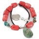 Certified Authentic Navajo .925 Sterling Silver Natural Turquoise Coral Native American Necklace 750100-16
