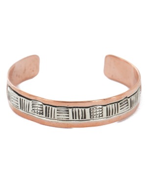 Handmade Certified Authentic Navajo Pure .925 Sterling Silver and Copper Native American Bracelet 12703-4