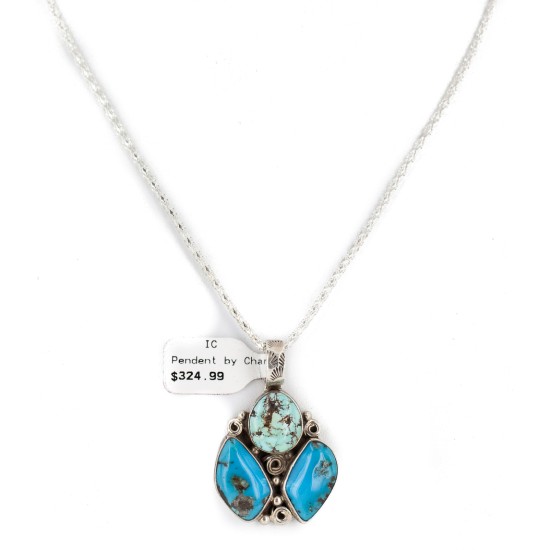 .925 Sterling Silver Handmade Certified Authentic Navajo Turquoise Native American Necklace 14946 .925 Sterling Silver Handmade Certified Authentic Navajo Turquoise Native American Necklace 14946