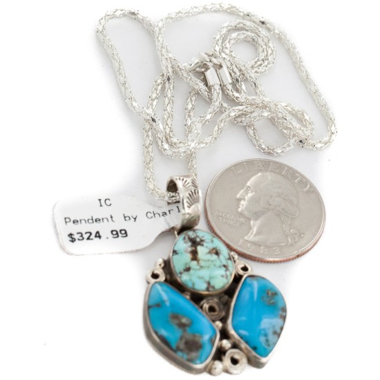 .925 Sterling Silver Handmade Certified Authentic Navajo Turquoise Native American Necklace 14946 .925 Sterling Silver Handmade Certified Authentic Navajo Turquoise Native American Necklace 14946