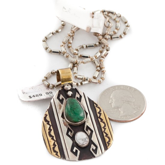 12kt Gold Filled .925 Sterling Silver Handmade Certified Authentic Navajo Natural Malachite Native American Necklace 24120 12kt Gold Filled .925 Sterling Silver Handmade Certified Authentic Navajo Natural Malachite Native American Necklace 24120