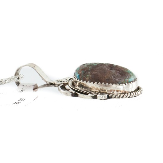 Certified Authentic .925 Sterling Silver Handmade Navajo Natural Turquoise Native American Necklace 12816-4