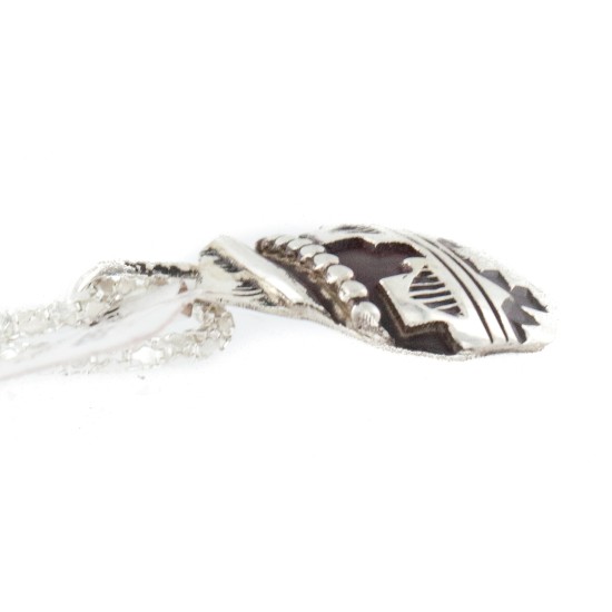 .925 Sterling Silver Handmade Certified Authentic Navajo Native American Necklace 24423-4