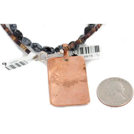 Handmade Certified Authentic Navajo Pure .925 Sterling Silver and Copper Natural Turquoise Snowflake Stone Native American Necklace 16973-2-16037-6
