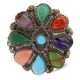 Petit Point Handmade Certified Authentic Zuni .925 Sterling Silver Natural Turquoise and Multicolor Native American Ring  16881