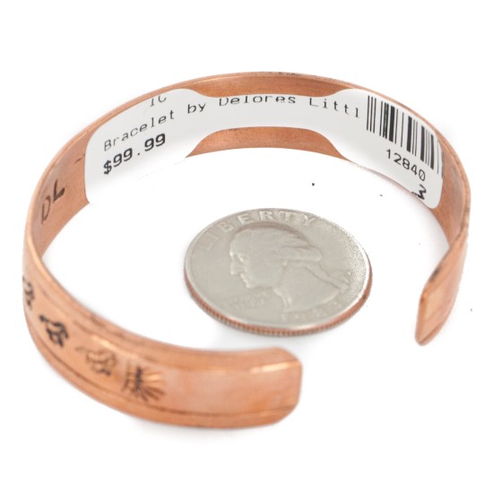 Handmade Feather Certified Authentic Navajo Pure Copper Native American Bracelet 12840-3
