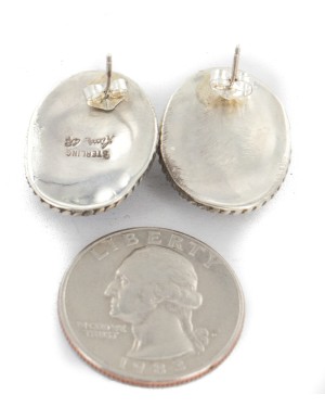 Certified Authentic .925 Sterling Silver Handmade Navajo Natural Lapis Stud Native American Earrings 12886-3