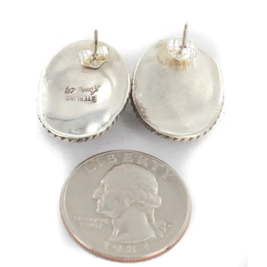 .925 Sterling Silver Handmade Navajo Natural Lapis Stud Native American Earrings 12886-3 .925 Sterling Silver Handmade Navajo Natural Lapis Stud Native American Earrings 12886-3
