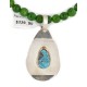.925 Sterling Silver Handmade Certified Authentic Natural Turquoise Green Quartz Native American Necklace 24337-16076-13