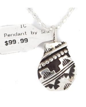 .925 Sterling Silver Handmade Certified Authentic Navajo Native American Necklace 24423-4