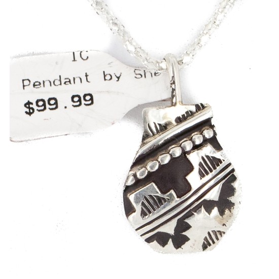 .925 Sterling Silver Handmade Certified Authentic Navajo Native American Necklace 24423-4