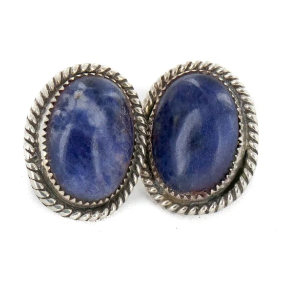.925 Sterling Silver Handmade Navajo Natural Lapis Stud Native American Earrings 12886-3 .925 Sterling Silver Handmade Navajo Natural Lapis Stud Native American Earrings 12886-3