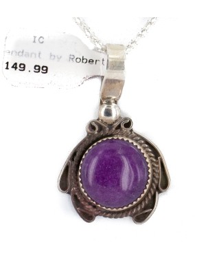 Certified Authentic .925 Sterling Silver Handmade Navajo Natural Sugilite Native American Necklace  12674-11