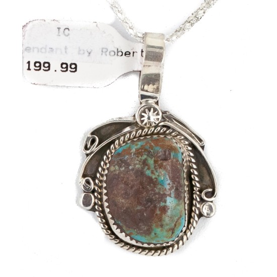 Certified Authentic .925 Sterling Silver Handmade Navajo Natural Turquoise Native American Necklace 12816-4