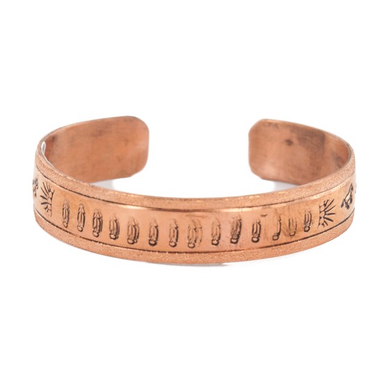 Handmade Feather Certified Authentic Navajo Pure Copper Native American Bracelet 12840-3