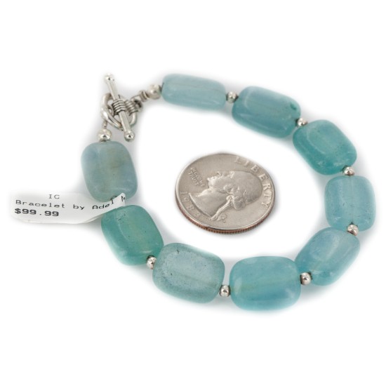 Certified Authentic Navajo Natural Blue Quartz Native American Bracelet 12921-2
