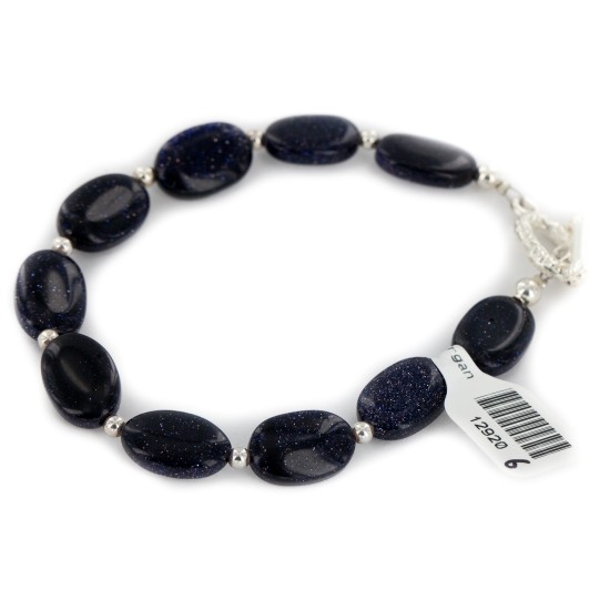 Certified Authentic Navajo Nickel Natural Purple Goldstone Native American Bracelet 12920-6 Certified Authentic Navajo Nickel Natural Purple Goldstone Native American Bracelet 12920-6