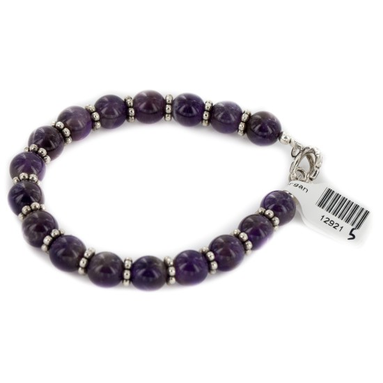 Certified Authentic Navajo Nickel Natural Amethyst Native American Bracelet 12921-5