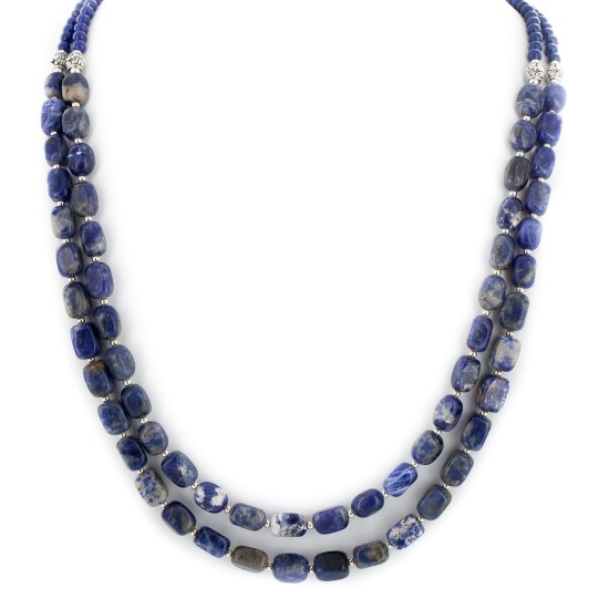 2 Strand Certified Authentic Navajo Natural Lapis Native American Necklace 17009