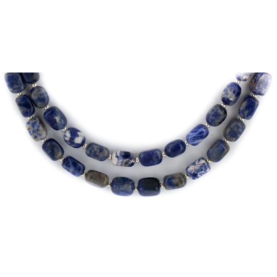 2 Strand Certified Authentic Navajo Natural Lapis Native American Necklace 17009