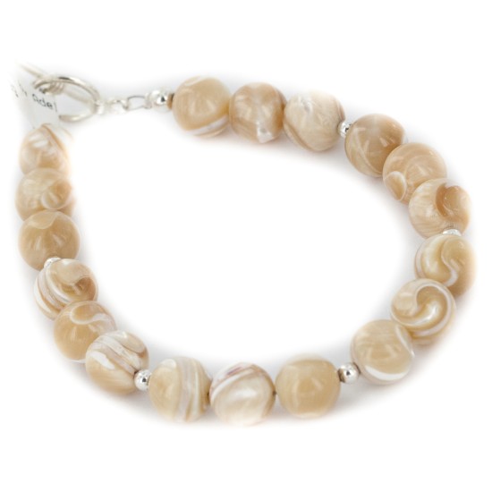 Certified Authentic Navajo Nickel Natural Agate Native American Bracelet 12920-4