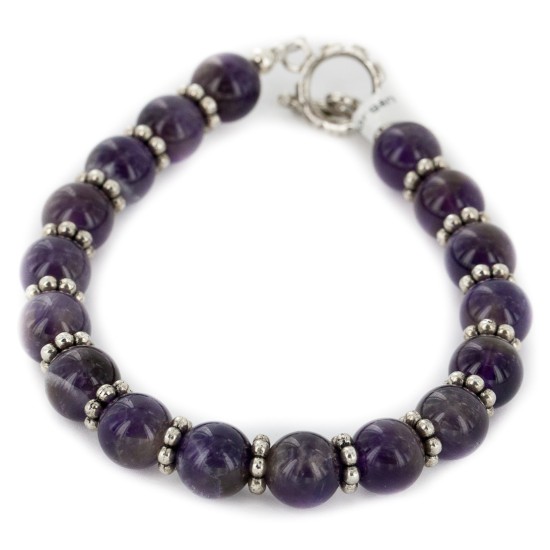 Certified Authentic Navajo Nickel Natural Amethyst Native American Bracelet 12921-5