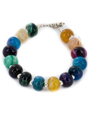 Certified Authentic Navajo Nickel Natural Multicolor Stones Native American Bracelet 12921-3