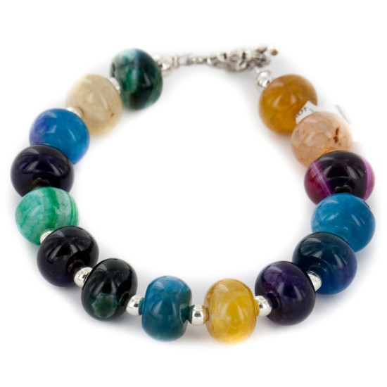 Certified Authentic Navajo Nickel Natural Multicolor Stones Native American Bracelet 12921-3