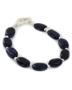 Certified Authentic Navajo Nickel Natural Purple Goldstone Native American Bracelet 12920-6