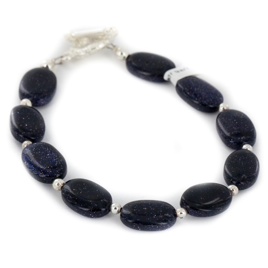 Certified Authentic Navajo Nickel Natural Purple Goldstone Native American Bracelet 12920-6 Certified Authentic Navajo Nickel Natural Purple Goldstone Native American Bracelet 12920-6