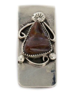 Handmade Certified Authentic Navajo Nickel and .925 Sterling Silver Natural Agate Native American Money Clip 11250-46 Handmade Certified Authentic Navajo Nickel and .925 Sterling Silver Natural Agate Native American Money Clip 11250-46