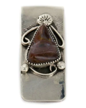 Handmade Navajo Nickel and .925 Sterling Silver Natural Agate Money Clip NB151218023653 Handmade Navajo Nickel and .925 Sterling Silver Natural Agate Money Clip NB151218023653