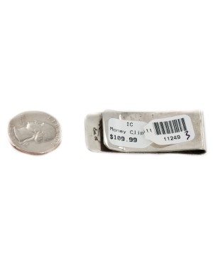Handmade Certified Authentic Navajo Nickel and .925 Sterling Silver Natural Gaspeite Native American Money Clip 11249-3