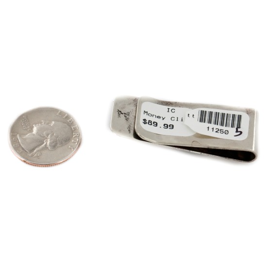 Handmade Certified Authentic Navajo Nickel and .925 Sterling Silver Natural Jasper Native American Money Clip 11250-51