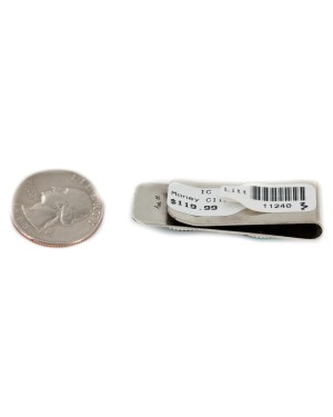 Handmade Certified Authentic Navajo Nickel and .925 Sterling Silver Natural Turquoise Native American Money Clip 11240-3