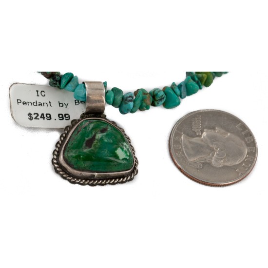 $430 Handmade Certified Authentic .925 Sterling Silver Navajo Natural Carico Lake and Turquoise Native American Necklace 15030-21-15360