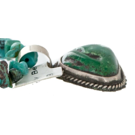 $430 Handmade Certified Authentic .925 Sterling Silver Navajo Natural Carico Lake and Turquoise Native American Necklace 15030-21-15360