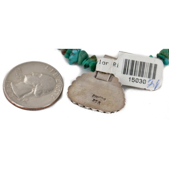 $430 Handmade Certified Authentic .925 Sterling Silver Navajo Natural Carico Lake and Turquoise Native American Necklace 15030-21-15360