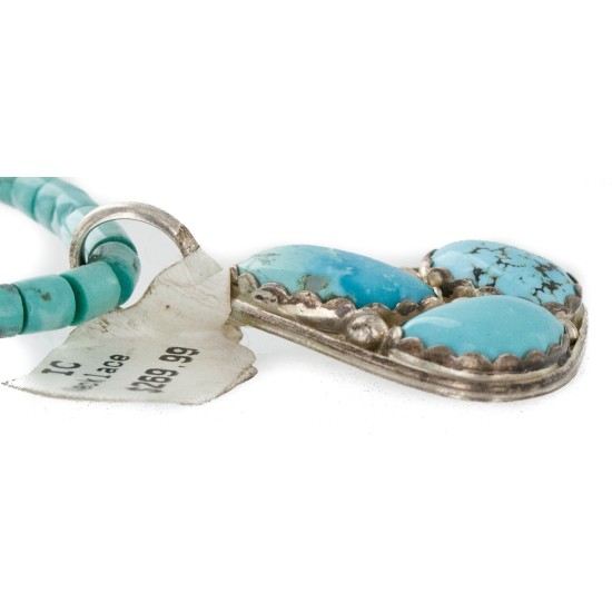 $470 Handmade Certified Authentic .925 Sterling Silver Navajo Natural Turquoise Native American Necklace 15390-15275