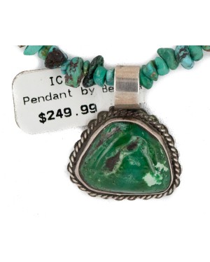 $430 Handmade Certified Authentic .925 Sterling Silver Navajo Natural Carico Lake and Turquoise Native American Necklace 15030-21-15360