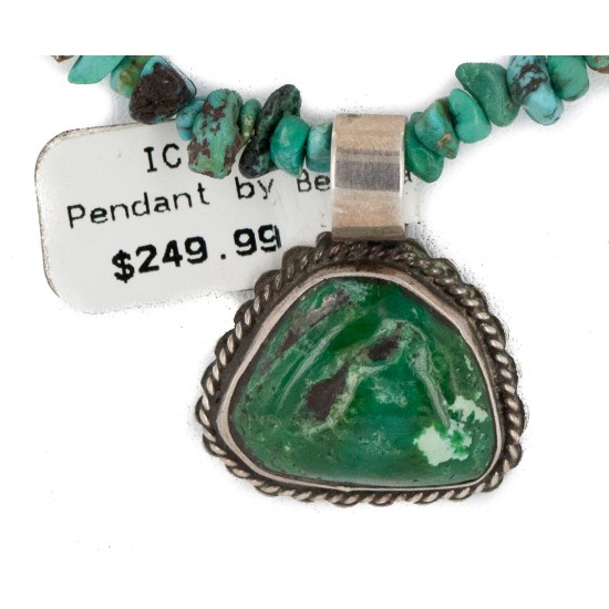 $430 Handmade Certified Authentic .925 Sterling Silver Navajo Natural Carico Lake and Turquoise Native American Necklace 15030-21-15360