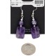 Certified Authentic Navajo .925 Sterling Silver Hooks Natural Amehtyst Dangle Native American Earrings 18107-1