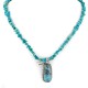 .925 Sterling Silver Certified Authentic Navajo Natural Turquoise Native American Necklace 14296-10-1577