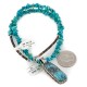 .925 Sterling Silver Certified Authentic Navajo Natural Turquoise Native American Necklace 14296-10-1577